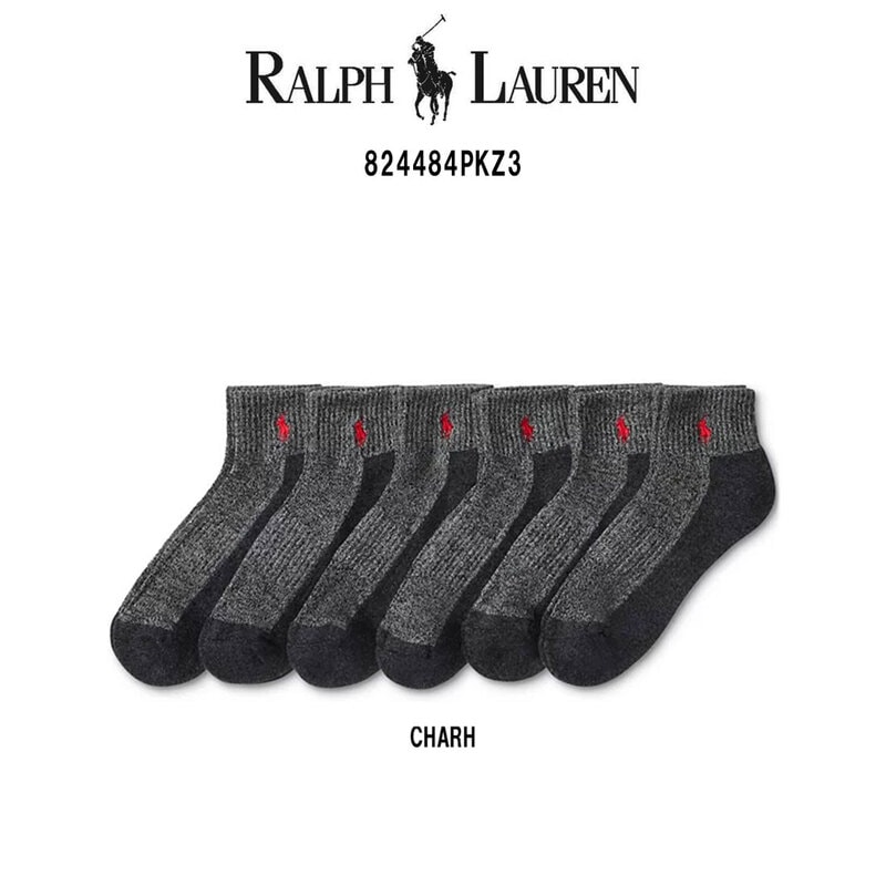POLO RALPH LAUREN(ポロ ラルフローレン)ソックス ショート アソート グレー ポニーロゴ 刺繍 6足セット 靴下 男性用 メンズ ギフト 824484PKZ3