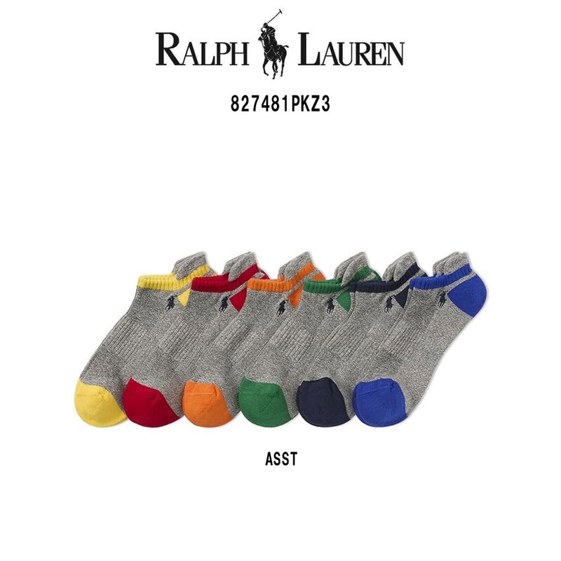 POLO RALPH LAUREN(ポロ ラルフローレン)ソックス ローカット グレー アソート 6足セット ポニーロゴ 刺繍 靴下 男性用 メンズ ギフト 827481PKZ3