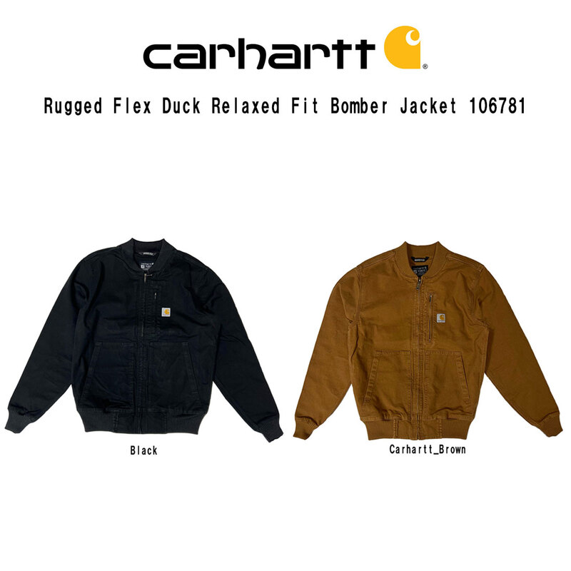 Carhartt(カーハート)ボンバージャケット アウター リブ コットン ダック生地 リラックスフィット 防風 カジュアル メンズ Rugged Flex 106781