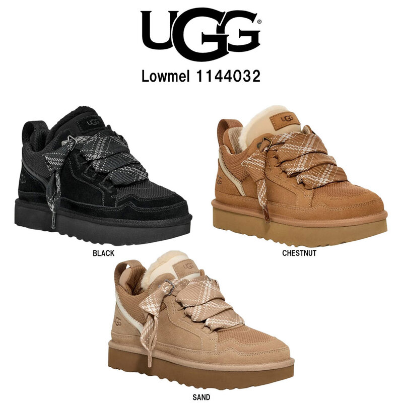 UGG(アグ)レディース ローメル スニーカー シューズ スエード キャンバスメッシュ 異素材 ロゴ レースアップ 厚底 靴 W Lowmel 1144032