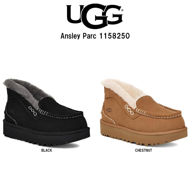 UGG(アグ)シューズ モカシン アンスレー パーク スリッポン スエード 厚底 ウール ブーティ カジュアル レディース 靴 Ansley Parc 1158250
