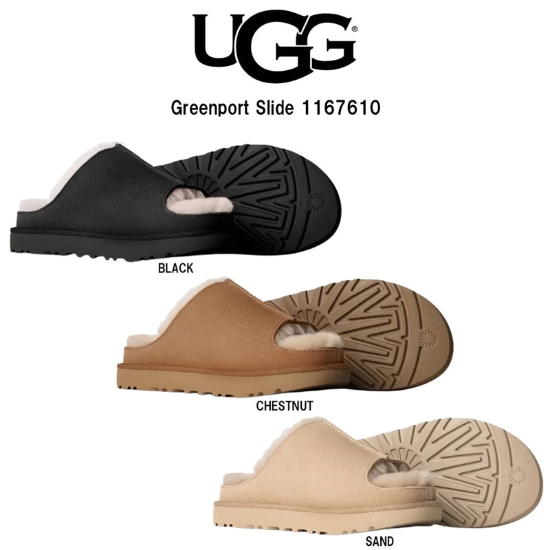 UGG(アグ)サンダル スエード シープスキン ふわふわ グリーンポート スライド 屋内外兼用 リラックス レディース Greenport Slide 1167610