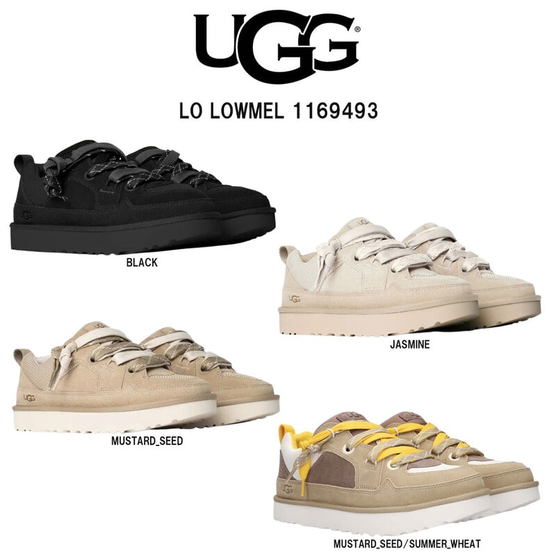 UGG(アグ)メンズ ロー ローメル スニーカー ローカット レースアップ シューズ スエード キャンバスメッシュ 異素材 ロゴ 厚底 靴 M Lo Lowmel 1169493