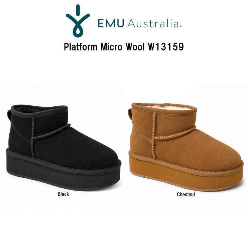 EMU Australia(エミュ オーストラリア)レディース プラットフォーム マイクロ ウール ブーツ ムートン スエード シープスキン ショート 厚底 W13159