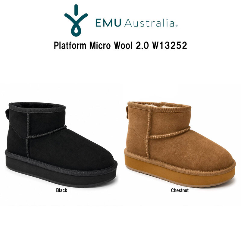 EMU Australia(エミュ オーストラリア)レディース プラットフォーム マイクロ ウール 2.0 ブーツ ムートン スエード シープスキン ショート 厚底 W13252