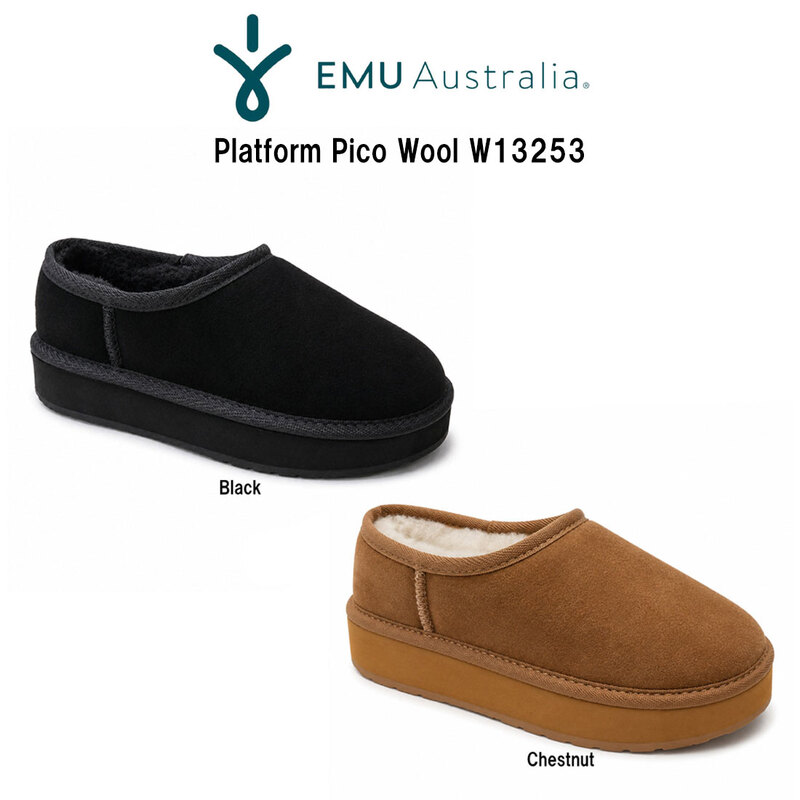 EMU Australia(エミュ オーストラリア)レディース プラットフォーム ピコ ウール スリッポン カウレザー シープスキン ムートン シューズ 厚底 W13253