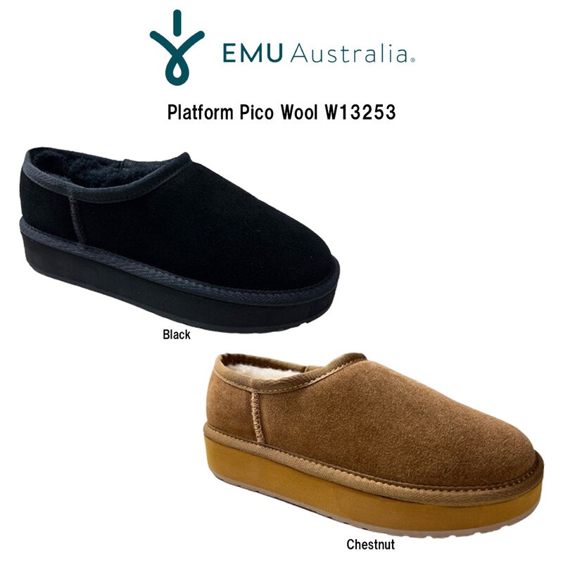 EMU(エミュー)ムートン スリッポン シューズ シープスキン プラットフォーム ピコ ウール 厚底 レディース 靴 Platform Pico Wool W13253