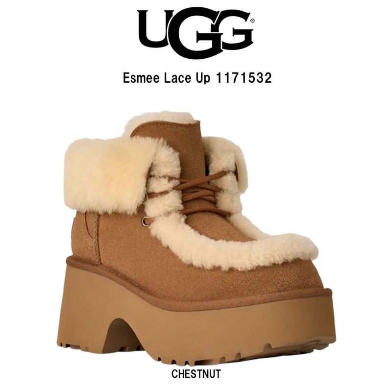 UGG(アグ)ブーツ ブーティ 厚底 ヒール スエード シープスキン エスミー レースアップ レディース 靴 Esmee Lace Up 1171532
