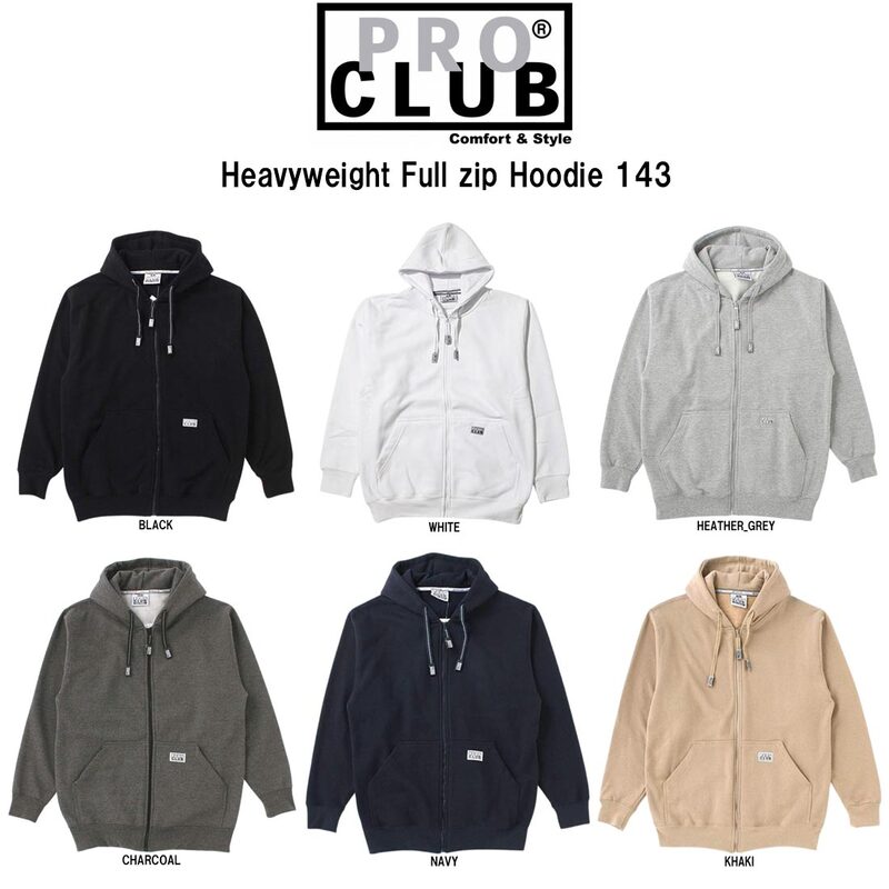 PRO CLUB(プロクラブ)パーカー フルジップ ファスナー フーディー スウェット フリース 無地 シンプル 13オンス ロゴ メンズ HEAVY WEIGHT 143