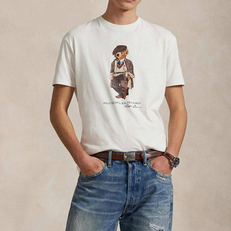 POLO RALPH LAUREN(ポロ ラルフローレン)Tシャツ 半袖 クルーネック コットン くま ポロベア ホワイト ギフト プレゼント メンズ T-SHIRT 710P00085