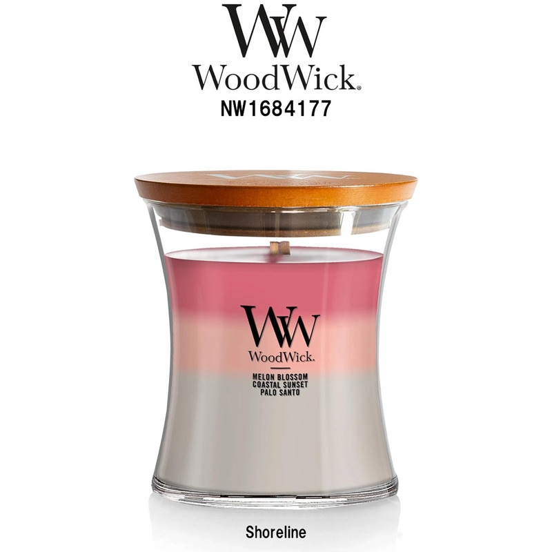 WoodWick(ウッドウィック)アロマキャンドル 【ブランド箱なし】 3層 トリロジー アワーグラス ジャーM ショアライン 燃焼音 ギフト Shoreline NW1684177