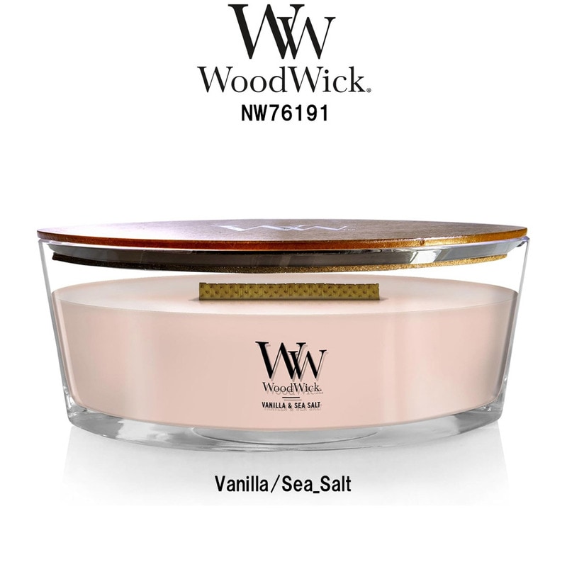 WoodWick(ウッドウィック)アロマキャンドル 【ブランド箱なし】 ハースウィック バニラ&シーソルト フローラル 燃焼音 ギフト Vanilla & Sea Salt NW76191