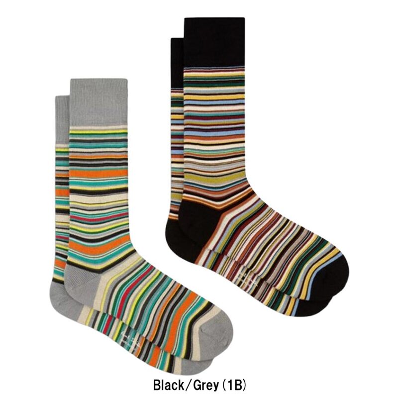 Paul Smith(ポールスミス)メンズ ソックス ストライプ マルチカラー 2足組 セット 靴下 レッグウェア 男性用 ギフト プレゼント 2 Pack M1A-SOCK-J2PKM