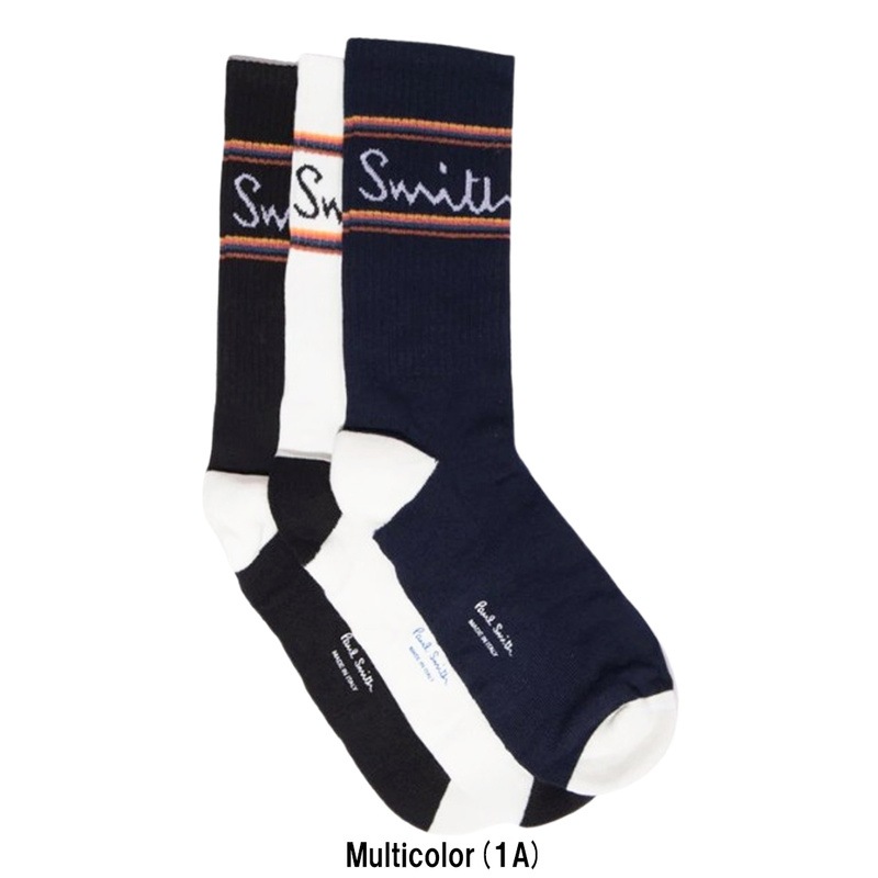 Paul Smith(ポールスミス)メンズ ソックス ロゴ ストライプ ライン リブ 3足組 靴下 男性用 ギフト プレゼント 箱入り 3Pack M1A-SOCK-GF639