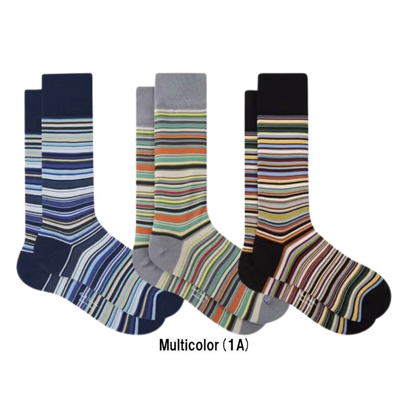 Paul Smith(ポールスミス)メンズ ソックス ストライプ マルチカラー 3足組 セット 靴下 男性用 ギフト プレゼント 箱入り BOXギフト M1A-SOCK-JPKM2