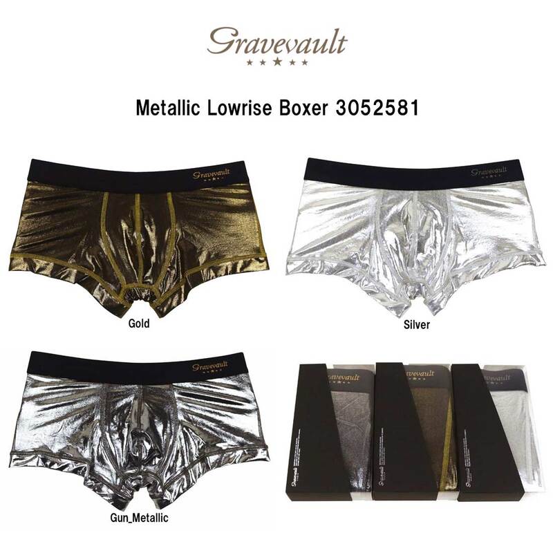 gravevault(グレイブボールト)ボクサーパンツ ローライズ 前閉じ ナイロン 日本製 ラグジュアリー ギフト メンズ 男性用 下着 Metallic 3052581