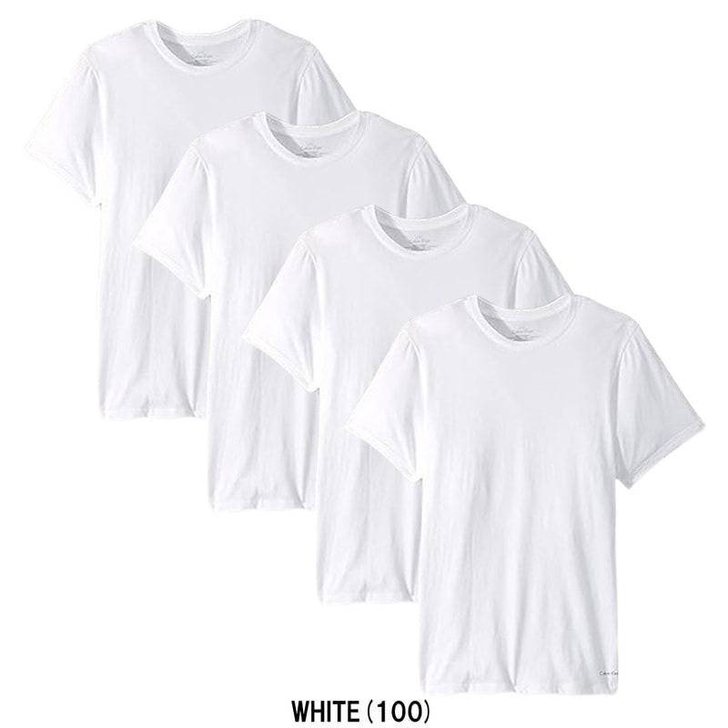 Calvin Klein(カルバンクライン)ck Tシャツ クルーネック 半袖 クラシックフィット インナー コットン 4枚組 セット パック ロゴ 肌着 メンズ  NU1332O