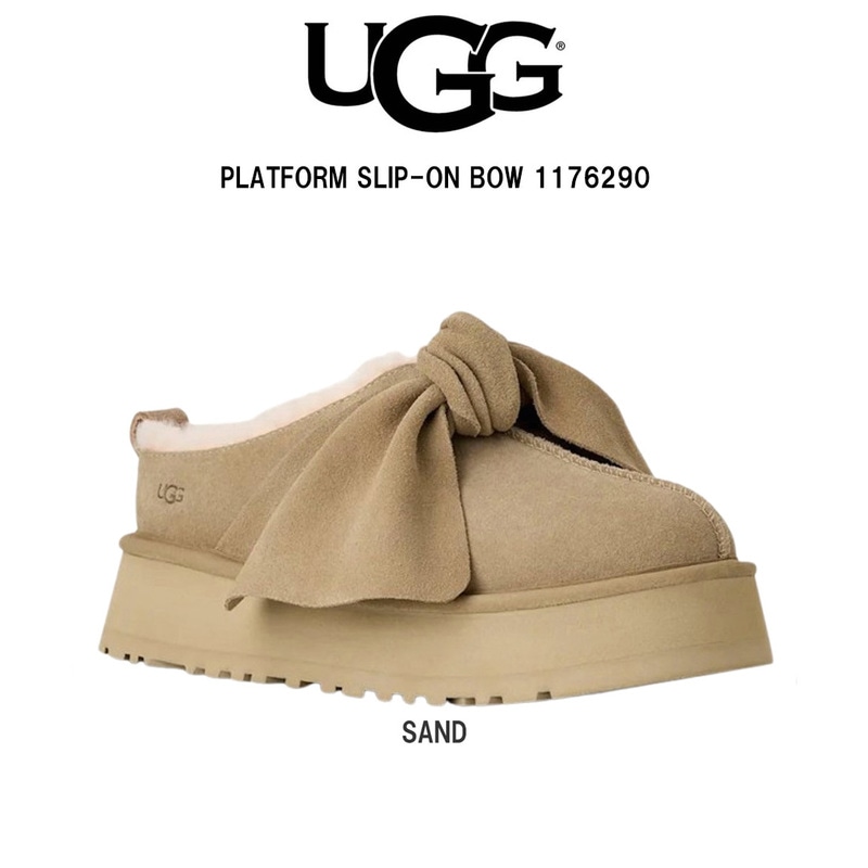 UGG(アグ)レディース プラットフォーム スリッポン ボウ リボン シューズ 厚底 スエード カジュアル ガーリー W PLATFORM SLIP-ON BOW 1176290