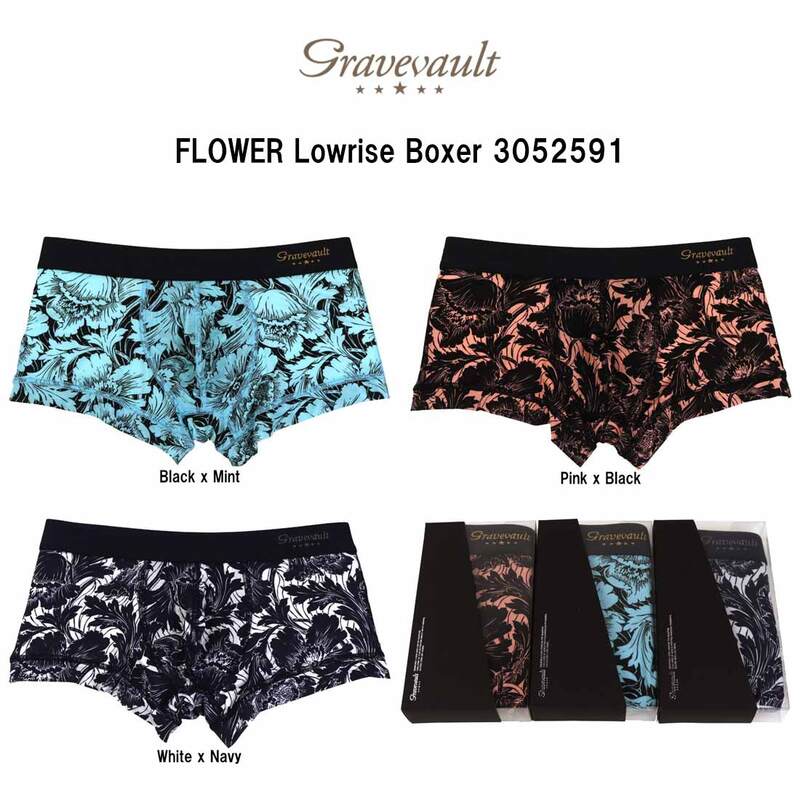 gravevault(グレイブボールト)ボクサーパンツ ローライズ 前閉じ ナイロン 日本製 フラワー ラグジュアリー ギフト メンズ 男性用 下着 FLOWER 3052591