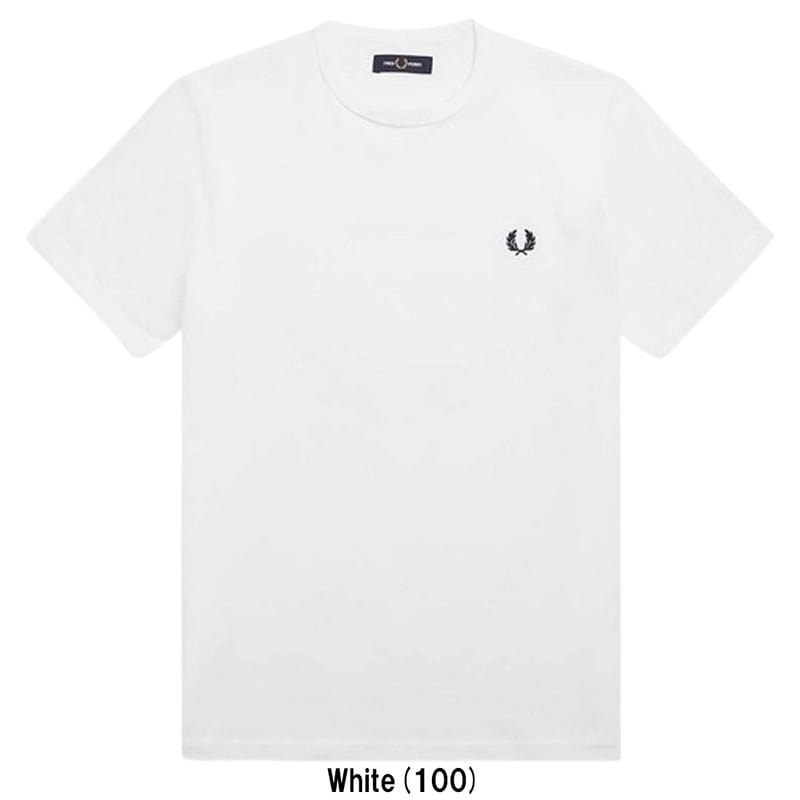 FRED PERRY(フレッドペリー)ユニセックス リンガー Tシャツ 半袖 クルーネック ロゴ 刺繍 コットン レギュラーフィット メンズ レディース M3519