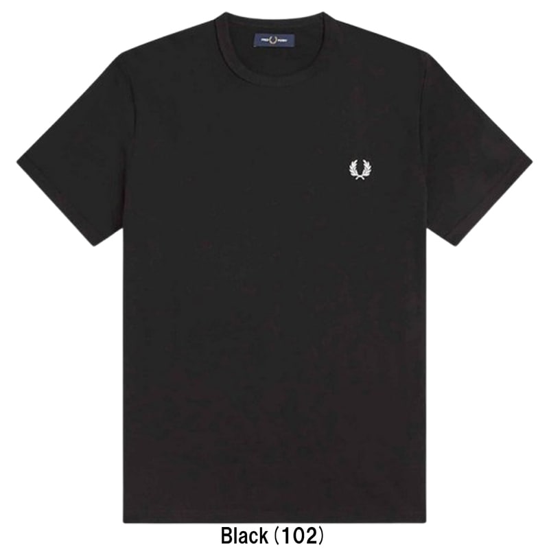 FRED PERRY(フレッドペリー)ユニセックス リンガー Tシャツ 半袖 クルーネック ロゴ 刺繍 コットン レギュラーフィット メンズ レディース M3519