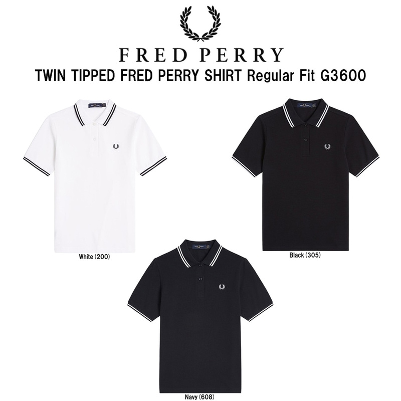 FRED PERRY(フレッドペリー)レディース ポロシャツ 半袖 コットンピケ ティップライン ロゴ 刺繍 レギュラーフィット 定番 TWIN TIPPED G3600