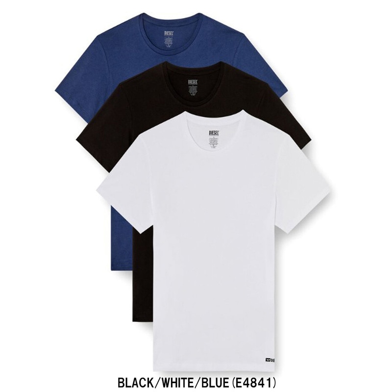 DIESEL(ディーゼル)Tシャツ クルーネック 3枚セット 無地 コットン ロゴ ワンポイント インナー アンダーウェア 肌着 パック 3PK メンズ A178280LIAD