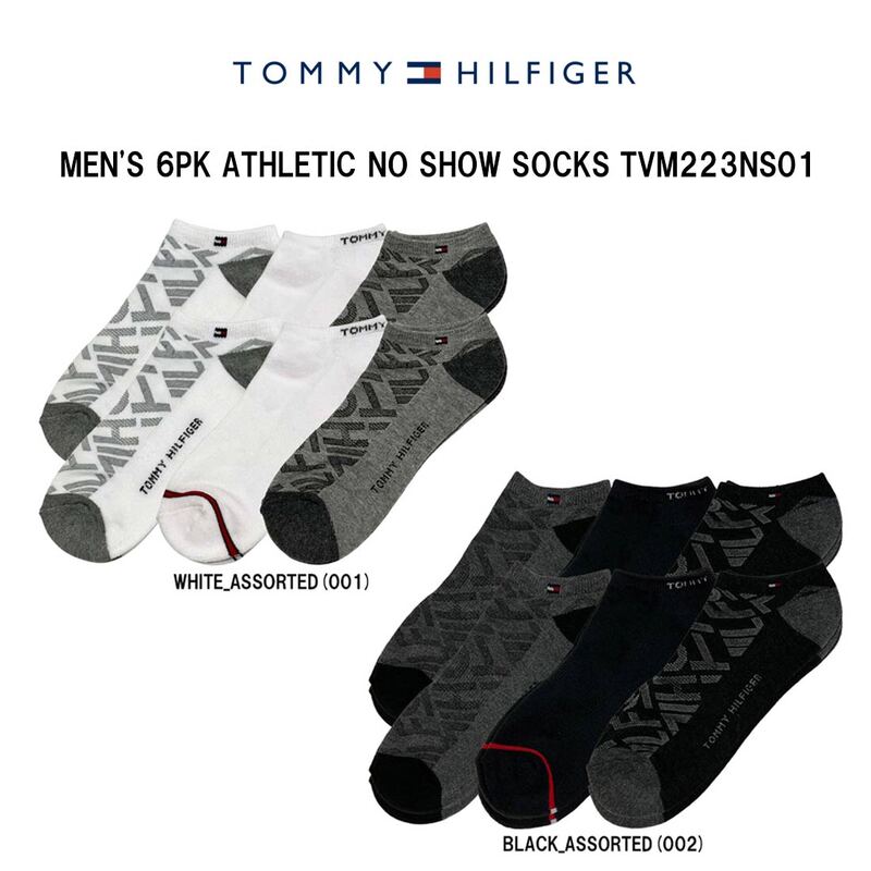 TOMMY HILFIGER(トミーヒルフィガー)メンズ ソックス アンクル丈 くるぶし 6足組 セット アソート ロゴ フラッグ ライン 通学 スポーツ 男性用 TVM223NS01