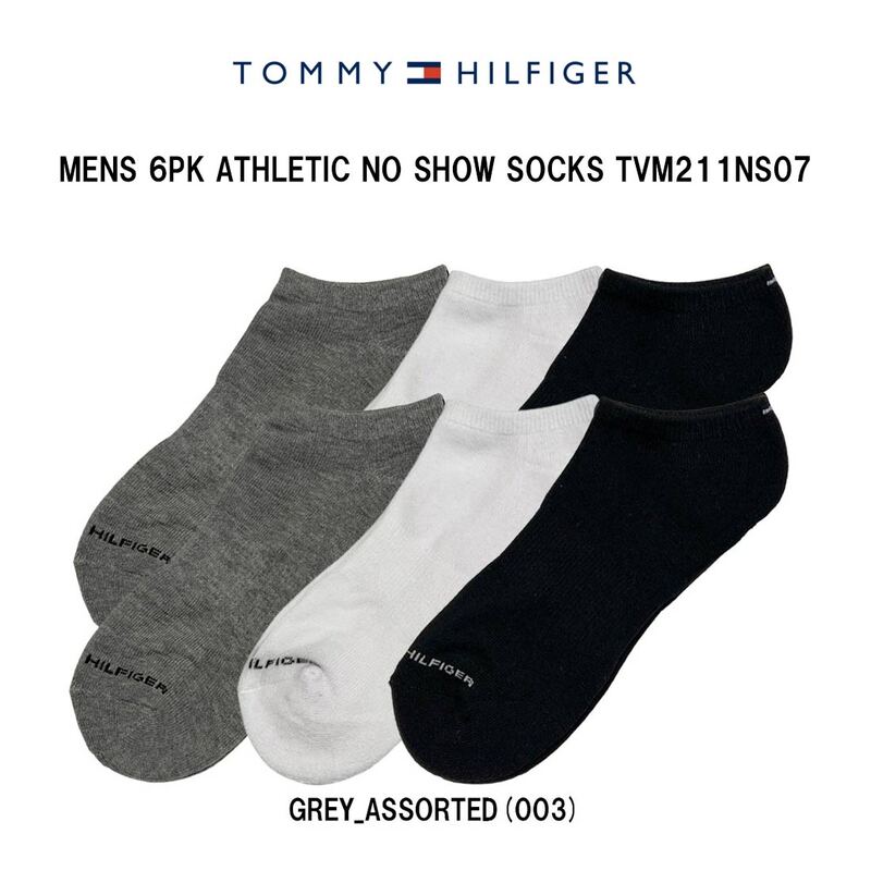 TOMMY HILFIGER(トミーヒルフィガー)メンズ ソックス 靴下 6足組 アンクル丈 くるぶし フラッグ ワンポイント アソート スポーツ 通学 男性用 TVM211NS07