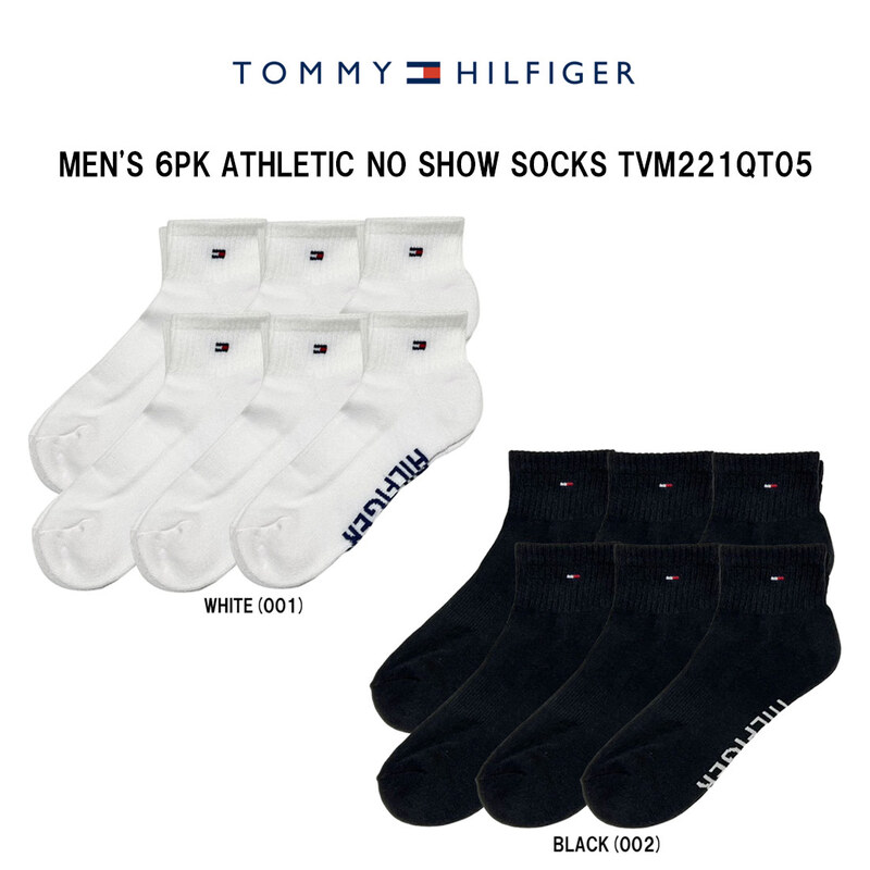 TOMMY HILFIGER(トミーヒルフィガー)メンズ ソックス クォーター丈 ショート 6足組 セット アソート ロゴ ワンポイント 通学 スポーツ 男性用 TVM221QT05