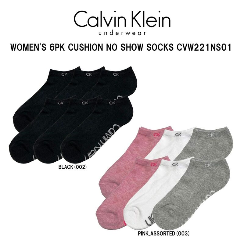 Calvin Klein(カルバンクライン)ck レディース ソックス 靴下 6足組 アンクル丈 くるぶし クッション ロゴ ワンポイント アソート 女性用 CVW221NS01
