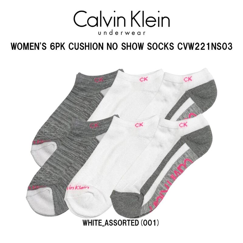 Calvin Klein(カルバンクライン)ck レディース ソックス 靴下 6足組 アンクル丈 くるぶし クッション ロゴ ワンポイント アソート 女性用 CVW221NS03