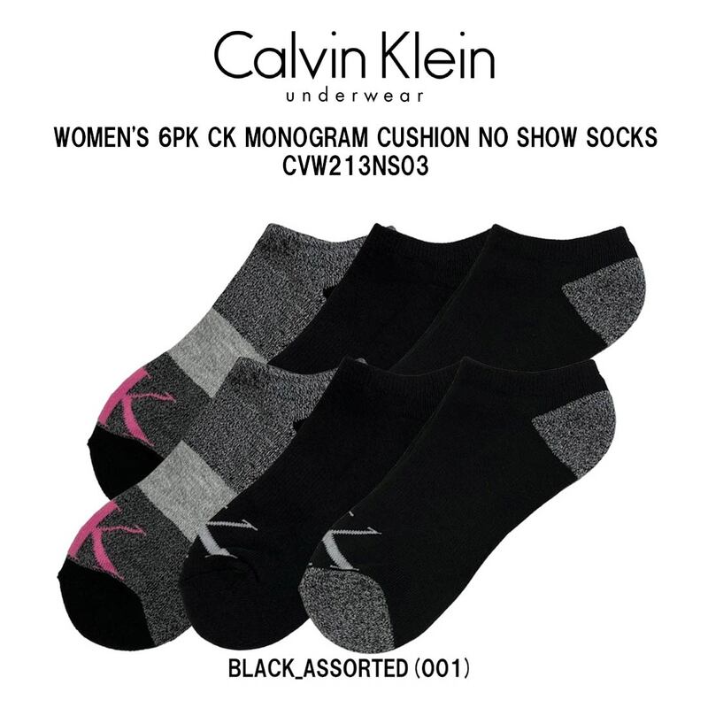 Calvin Klein(カルバンクライン)ck レディース ソックス 靴下 6足組 アンクル丈 くるぶし クッション ロゴ ワンポイント アソート 女性用 CVW213NS03