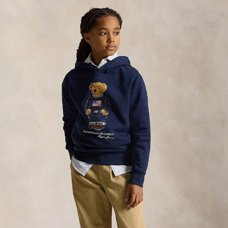 POLO RALPH LAUREN(ポロ ラルフローレン)キッズ スウェット トレーナー トップス フード付 長袖 裏起毛 ポケット 子供用 ポロベア くま ギフト 323A10529