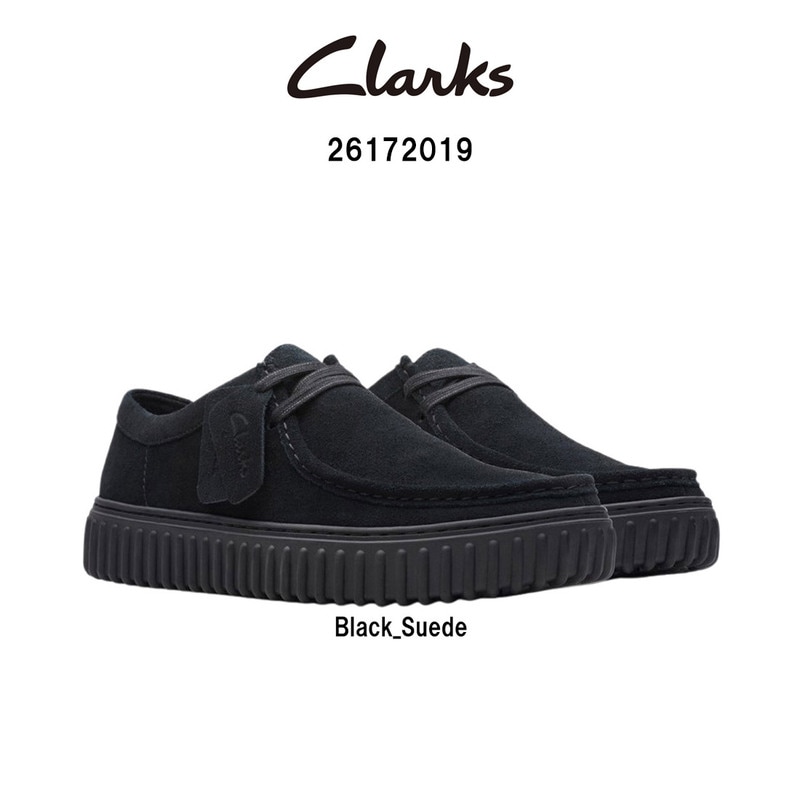 CLARKS(クラークス)メンズ トーヒル ロー シューズ レースアップ モカシン 厚底 ブラック スエード 軽量 カジュアル TORHILL LO 26172019