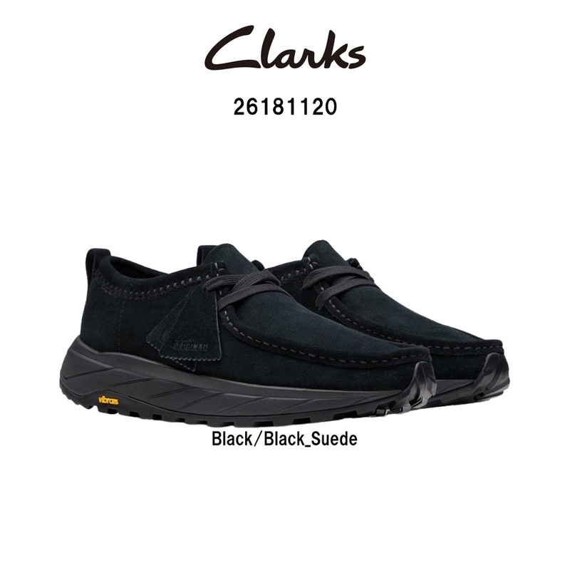 CLARKS(クラークス)メンズ ワラ エデン ロー シューズ ローカット ビブラムソール スエード ブラック モカシン レザー WALLA EDEN LO 26181120