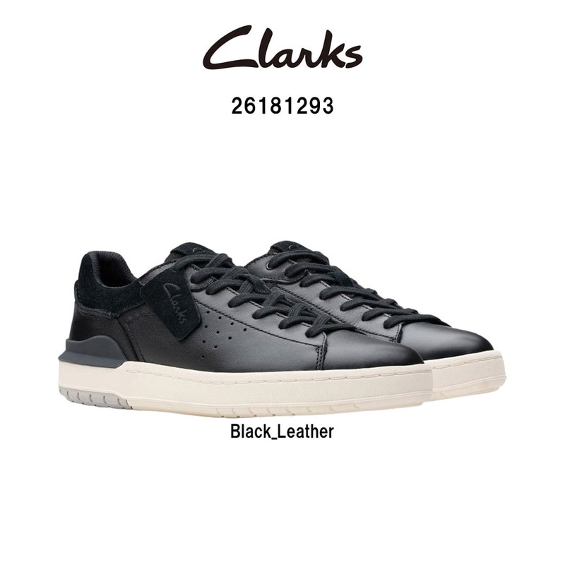 CLARKS(クラークス)メンズ コートライト2 ラン スニーカー シューズ レースアップ ブラック レザー カジュアル COURTLITE2 RUN 26181293