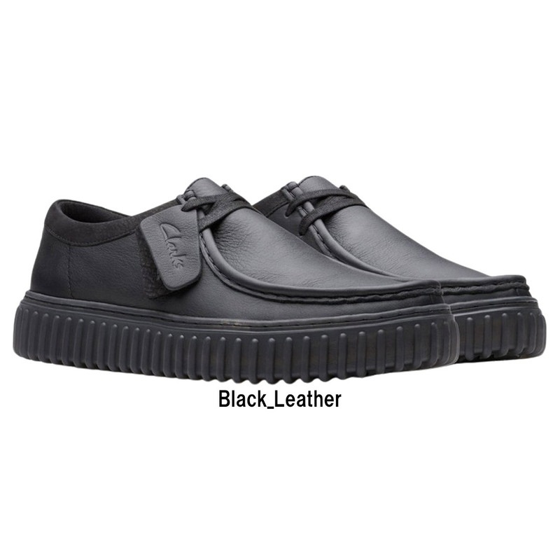 CLARKS(クラークス)メンズ トーヒル ロー シューズ レースアップ モカシン 厚底 ブラック レザー 軽量 TPR カジュアル TORHILL LO 26181385