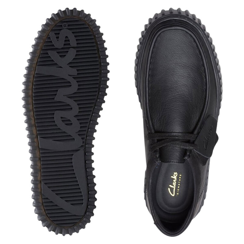 CLARKS(クラークス)メンズ トーヒル ロー シューズ レースアップ モカシン 厚底 ブラック レザー 軽量 TPR カジュアル TORHILL LO 26181385