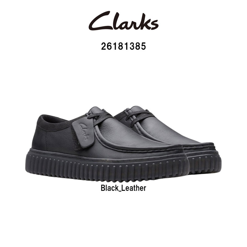 CLARKS(クラークス)メンズ トーヒル ロー シューズ レースアップ モカシン 厚底 ブラック レザー 軽量 TPR カジュアル TORHILL LO 26181385