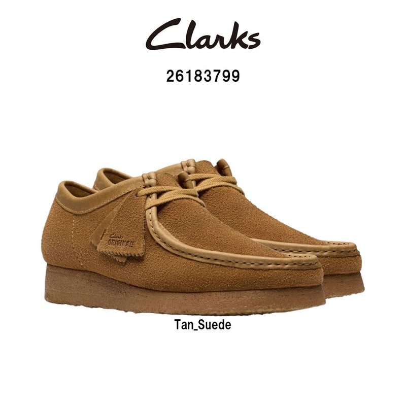 CLARKS(クラークス)メンズ ワラビー シューズ ローカット レースアップ モカシン タン スエード ブラウン クレープソール カジュアル WALLABEE 26183799