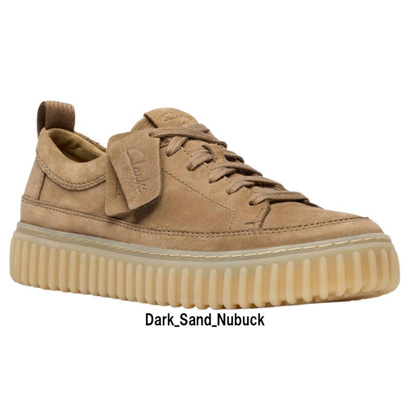 CLARKS(クラークス)メンズ トーヒル レース スニーカー レースアップ シューズ 厚底 リブソール ダークサンド ブラウン ヌバック TORHILL LACE 26184418