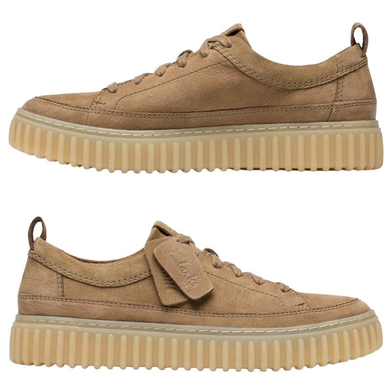 CLARKS(クラークス)メンズ トーヒル レース スニーカー レースアップ シューズ 厚底 リブソール ダークサンド ブラウン ヌバック TORHILL LACE 26184418