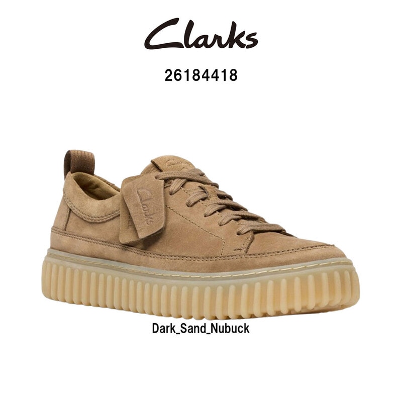 CLARKS(クラークス)メンズ トーヒル レース スニーカー レースアップ シューズ 厚底 リブソール ダークサンド ブラウン ヌバック TORHILL LACE 26184418