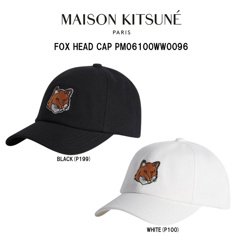 Maison Kitsune(メゾン キツネ)フォックスヘッド キャップ ベースボールキャップ 6パネル 帽子 ロゴ 刺繍 調節可能 メンズ レディース PM06100WW0096