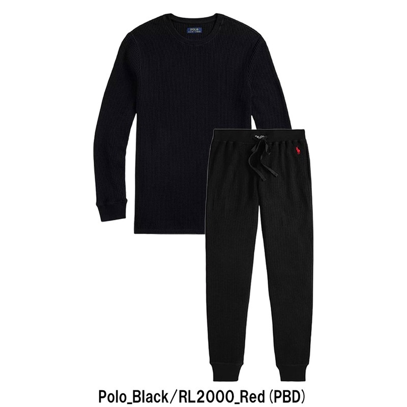 POLO RALPH LAUREN(ポロ ラルフローレン)ルームウェア パジャマ  セットアップ Tシャツ ジョガーパンツ ワッフル生地 ロゴ 部屋着 メンズ POWLSR+POWPJR