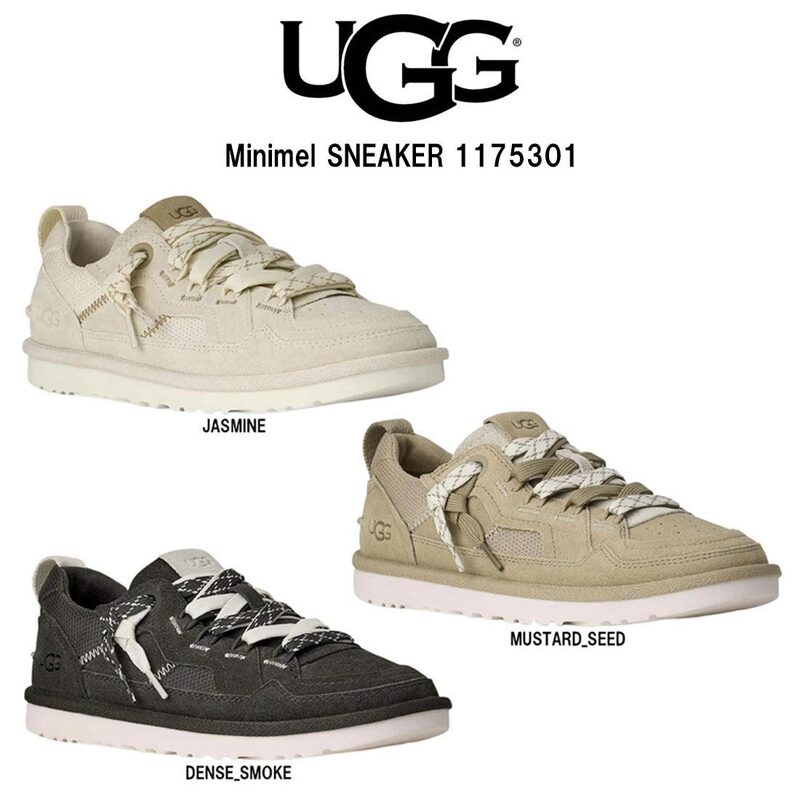 UGG(アグ)レディース ミニメル スニーカー ローカット レースアップ シューズ 異素材 スエード ツートーン ロゴ カジュアル 靴 1175301