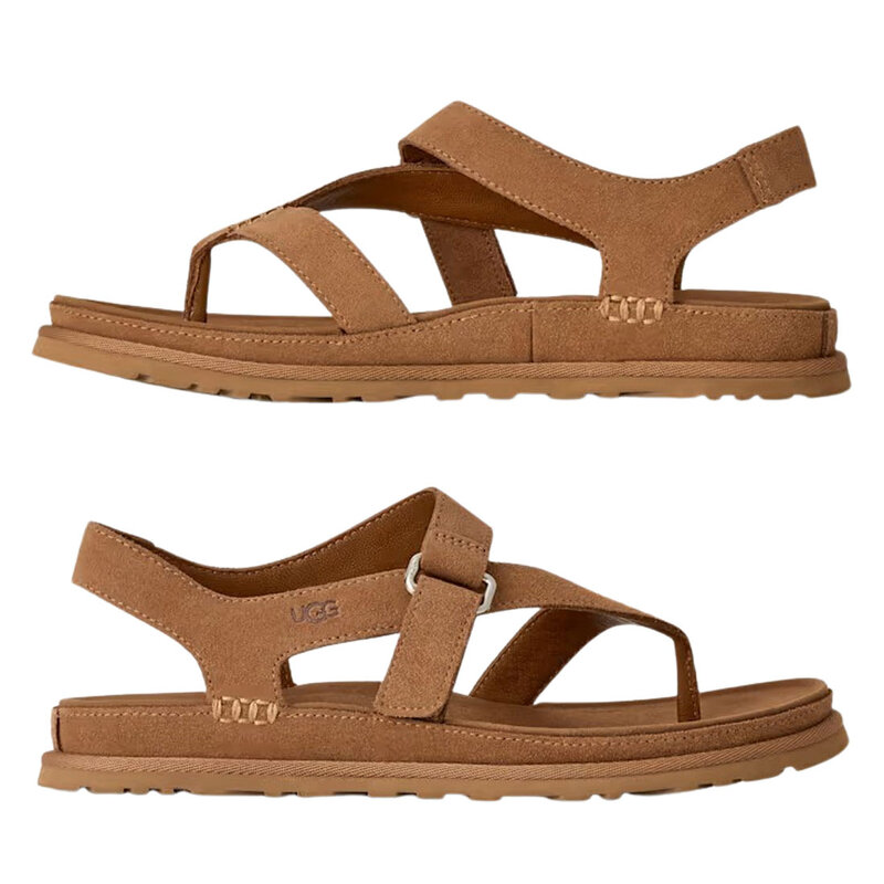 UGG(アグ)レディース ゴールデンゲーズ トウ ポスト サンダル スエード レザー 調節可能 親指ループ バックル ストラップ 女性用 1175134