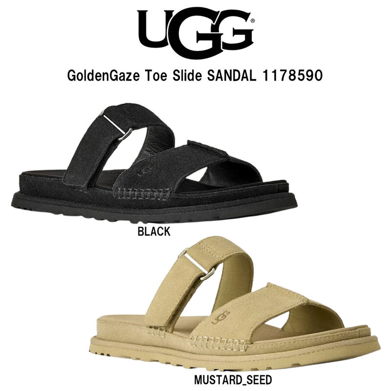 UGG(アグ)レディース ゴールデンゲーズ スライド サンダル スリッパ コンフォート スエード 調整可能 ベルト ストラップ カジュアル 春夏 1178590