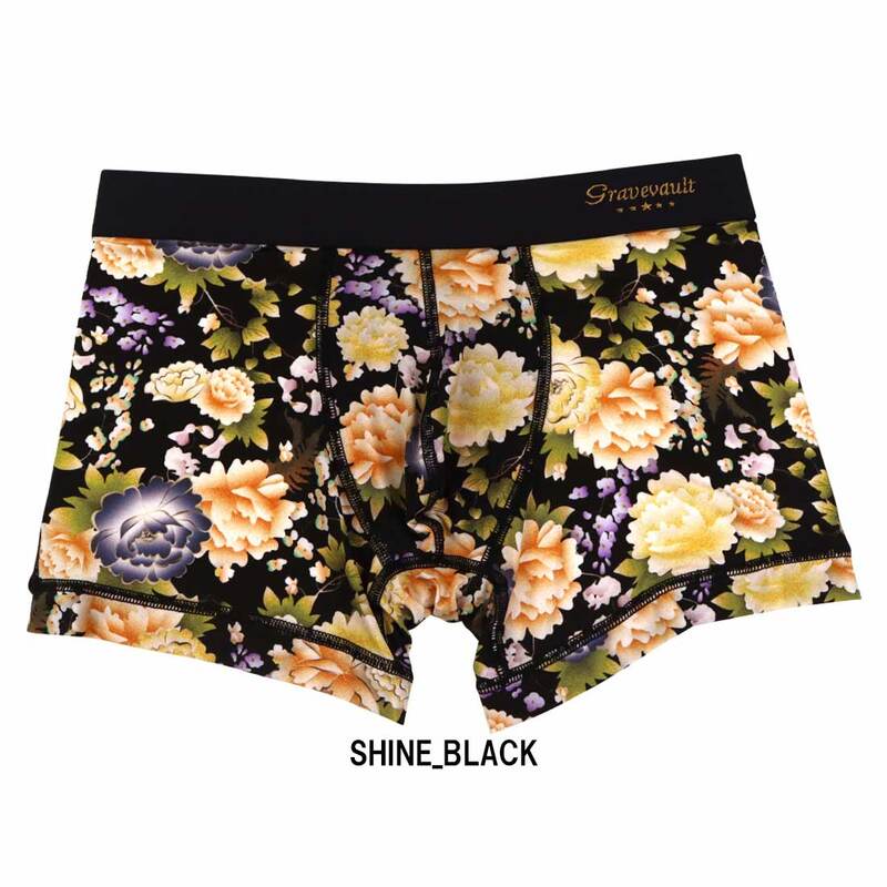 gravevault(グレイブボールト)ボクサーパンツ ショート 前閉じ ナイロン 日本製 メンズ 男性用 下着 PEONY FLOWER Short Boxer 3052632